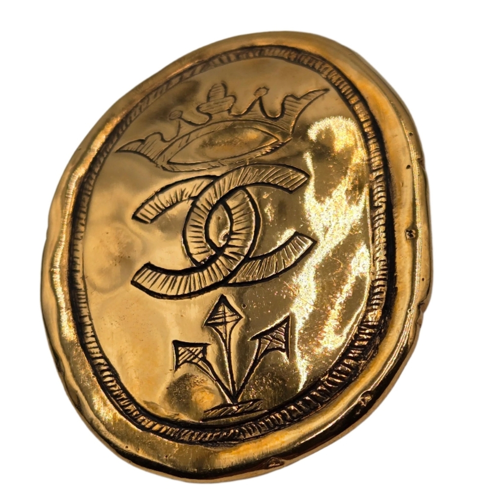 #15 Chanel Brooch Coco Mark Oval GP Plated Gold  - Picture 9 of 15